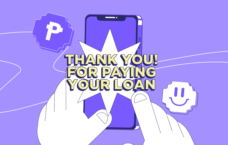 man holds up phone that shows paid loan