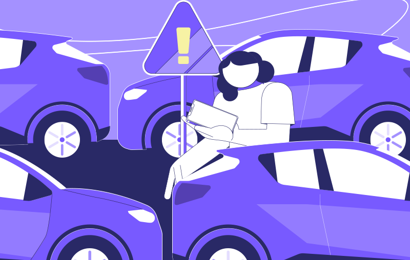 Tonik character standing in front of a road warning sign