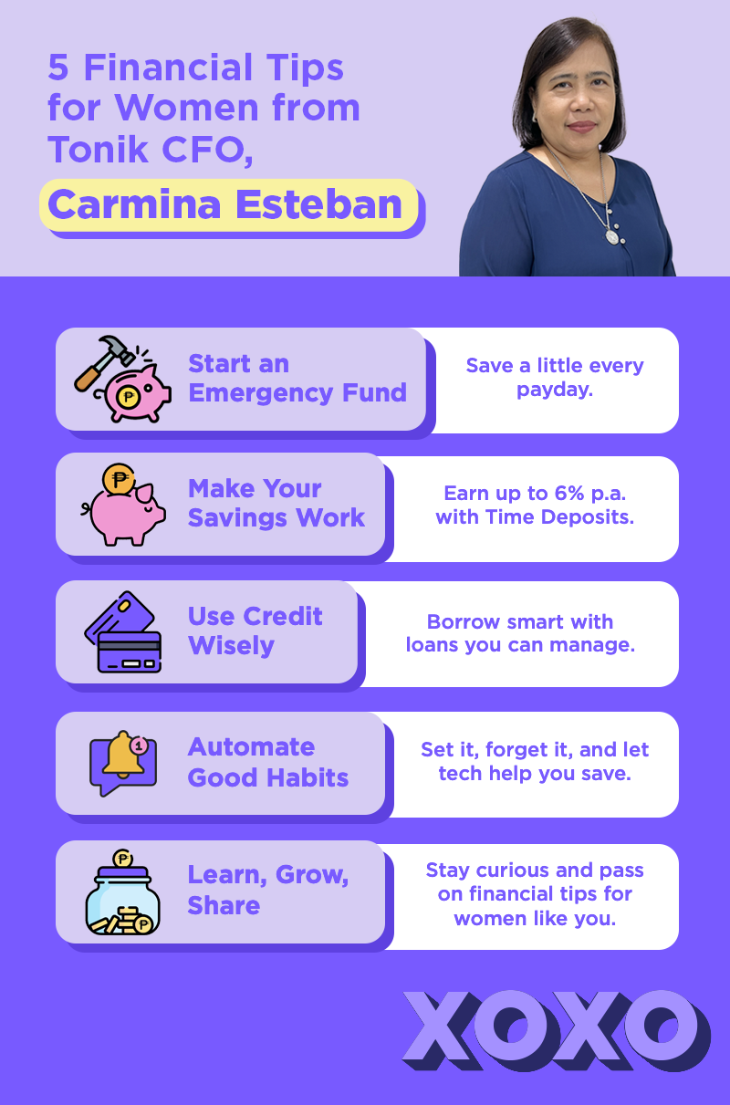 financial tips for women from Tonik CFO Carmina Esteban

