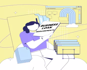 person with business loan requirements saved on laptop