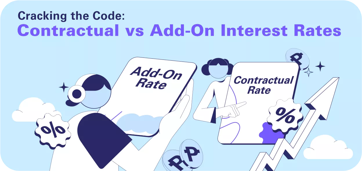 man holding up two sheets of paper showing contractual and add-on rates