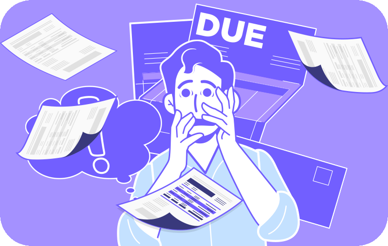 man scared look at his phone to represent cash loan default